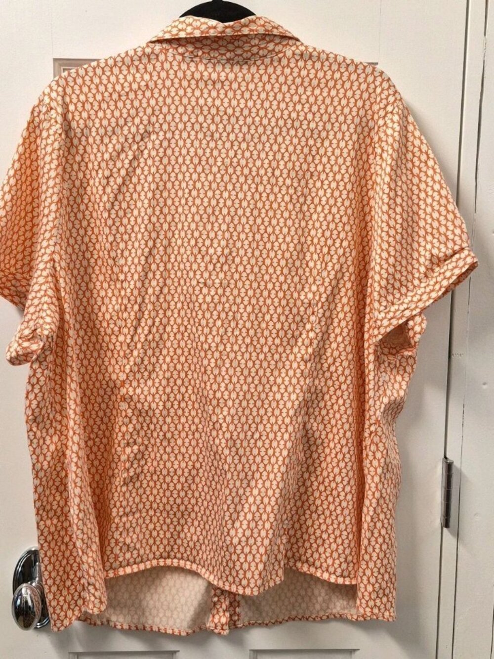 Avenue Stretch Cotton Blouse Size 26 (4X) Peach and Cream Short Sleeve - Picture 6 of 8